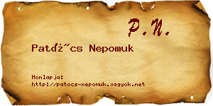Patócs Nepomuk névjegykártya