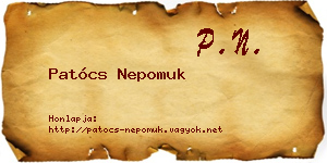 Patócs Nepomuk névjegykártya